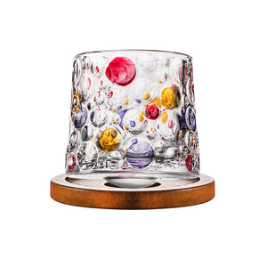 Hand-Drawn Rotating Glass Cups – Multi-Purpose Nordic Style Whiskey Glasses (270ml)