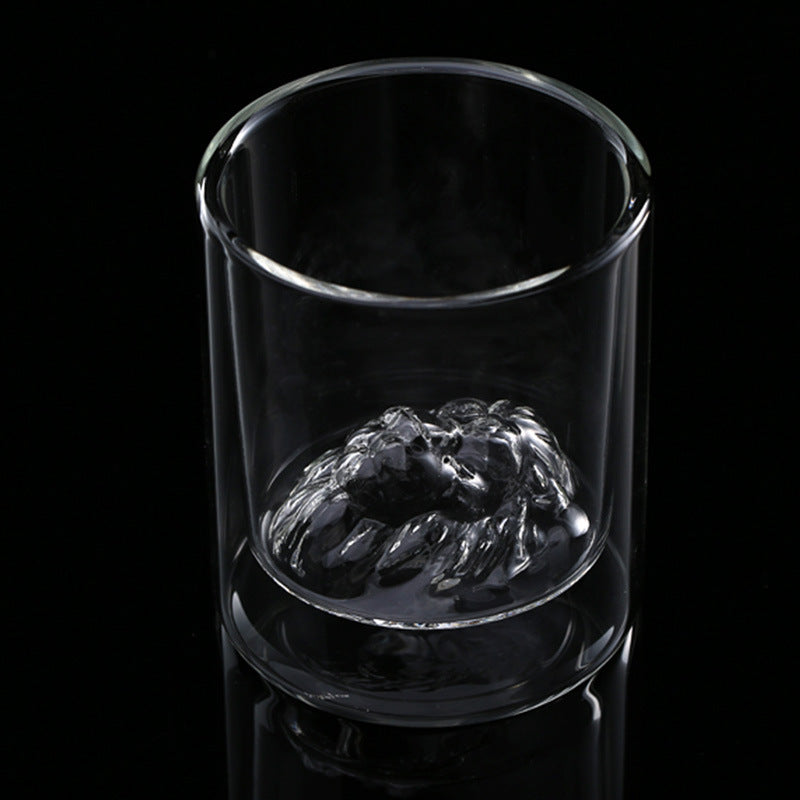 Livoya™ Double-Layer Heat-Resistant Glass Mug – 200ml Creative Cocktail & Coffee Cup (Lion Head Design)