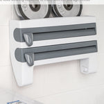 3-in-1 Wall Kitchen Roll Holder with Upgraded Magnetic Suction Cup – Perfect for Foil, Cling Film & Aluminum Foil Dispensing