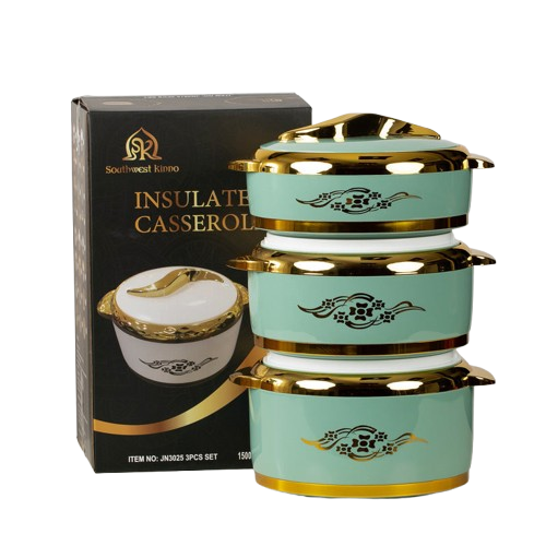3-Piece Insulated Food Container Set (1.5L, 2L, 2.5L) - Ideal for Ramadan Celebrations, Weddings, Family Gatherings & More