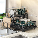 2025 Kitchen Dish Drying Rack with Adjustable Stainless Steel Organizer