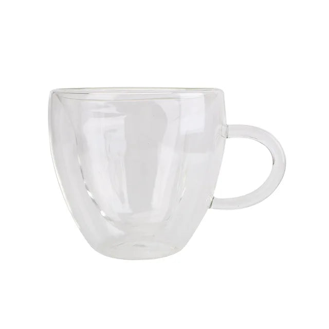 Heart-Shaped Double Layer Glass Mug – 180ml / 240ml Heat-Resistant Cup for Coffee, Tea, Juice & More