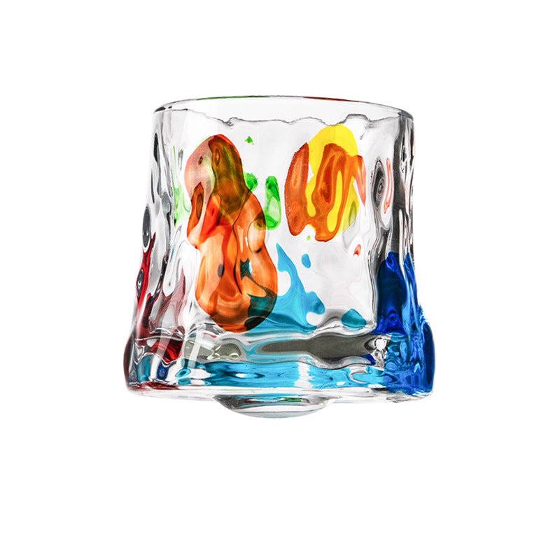 Hand-Drawn Rotating Glass Cups – Multi-Purpose Nordic Style Whiskey Glasses (270ml)