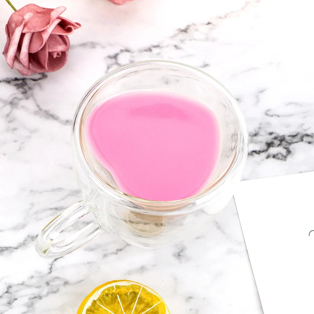 Heart-Shaped Double Layer Glass Mug – 180ml / 240ml Heat-Resistant Cup for Coffee, Tea, Juice & More