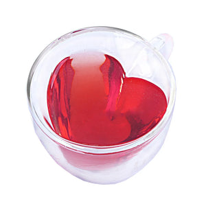 Heart-Shaped Double Layer Glass Mug – 180ml / 240ml Heat-Resistant Cup for Coffee, Tea, Juice & More