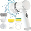 Livoya™ D.E300 Electric Spin Scrubber – 5-in-1 Bathroom Cleaning Brush with 5 Replaceable Heads & Type-C Charging
