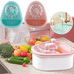 No-Touch Fruit Washing Basin – Multifunctional Draining Basket for Pesticide & Stain Removal (Pink/Blue)