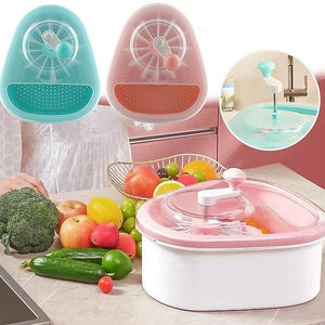No-Touch Fruit Washing Basin – Multifunctional Draining Basket for Pesticide & Stain Removal (Pink/Blue)