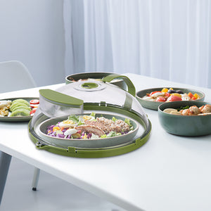 News Food Microwave Cover, Clear with Water Steamer & Handle — 10 Inch Plate Cover Kitchen Gadget