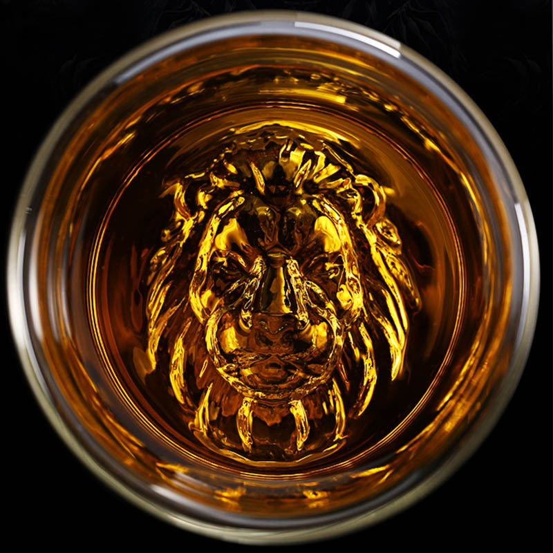 Livoya™ Double-Layer Heat-Resistant Glass Mug – 200ml Creative Cocktail & Coffee Cup (Lion Head Design)