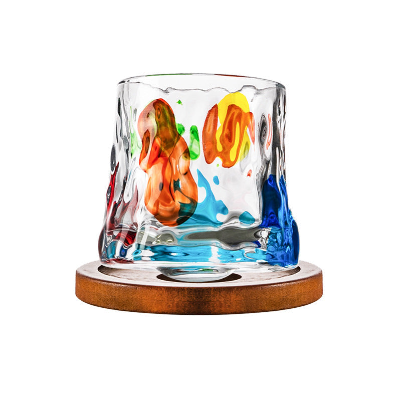 Hand-Drawn Rotating Glass Cups – Multi-Purpose Nordic Style Whiskey Glasses (270ml)