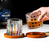 Hand-Drawn Rotating Glass Cups – Multi-Purpose Nordic Style Whiskey Glasses (270ml)