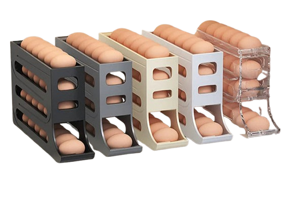 Livoya™ Automatic Rolling Egg Storage Box – Large Capacity, Slim Design for Refrigerator & Kitchen