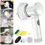 Livoya™ D.E300 Electric Spin Scrubber – 5-in-1 Bathroom Cleaning Brush with 5 Replaceable Heads & Type-C Charging