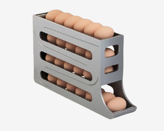 Livoya™ Automatic Rolling Egg Storage Box – Large Capacity, Slim Design for Refrigerator & Kitchen