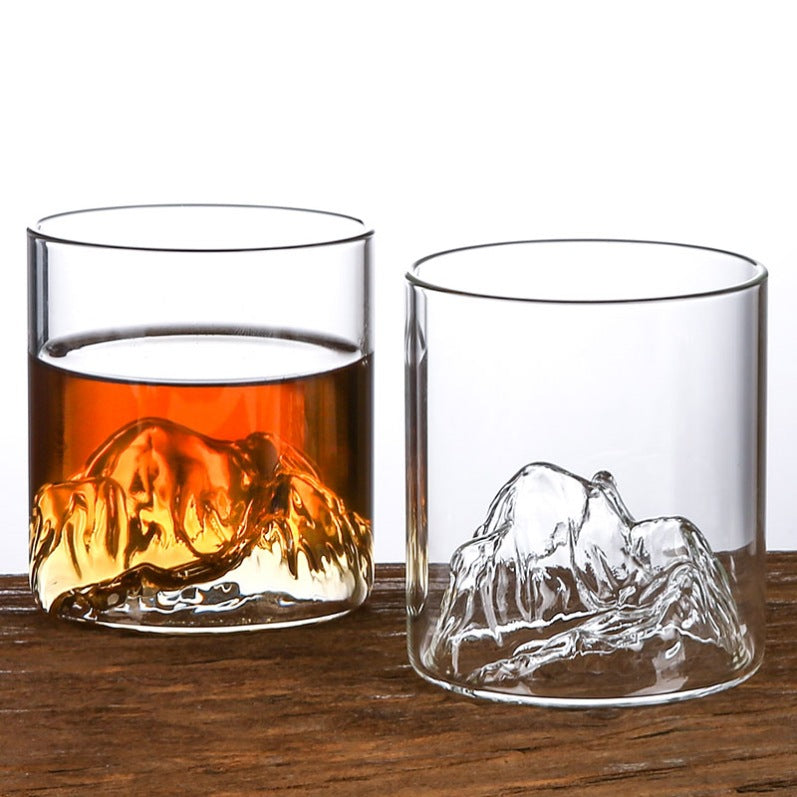 Mountain Viewing Glass Cup – China-Chic Fuji-Inspired Transparent Tea & Water Cup (Heat Resistant, Handle-Free)