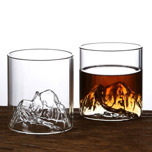 Mountain Viewing Glass Cup – China-Chic Fuji-Inspired Transparent Tea & Water Cup (Heat Resistant, Handle-Free)