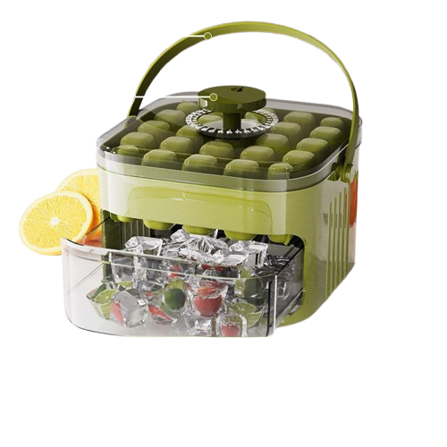50-Grid Large Capacity Ice Maker – Double-Layer Ice Storage Barrel & Ball Mold Set for Home & Outdoor Use