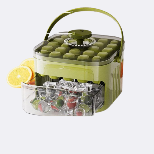 50-Grid Large Capacity Ice Maker – Double-Layer Ice Storage Barrel & Ball Mold Set for Home & Outdoor Use