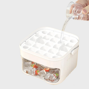 50-Grid Large Capacity Ice Maker – Double-Layer Ice Storage Barrel & Ball Mold Set for Home & Outdoor Use