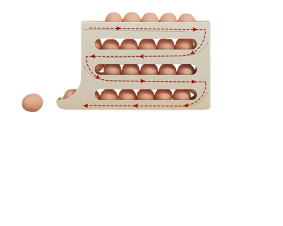 Livoya™ Automatic Rolling Egg Storage Box – Large Capacity, Slim Design for Refrigerator & Kitchen