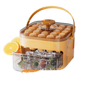 50-Grid Large Capacity Ice Maker – Double-Layer Ice Storage Barrel & Ball Mold Set for Home & Outdoor Use
