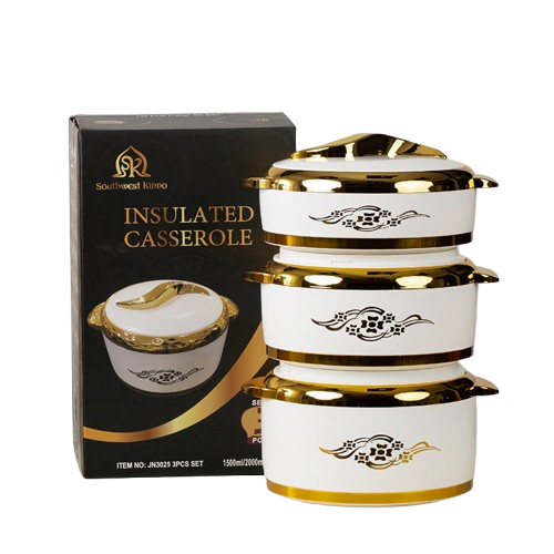 3-Piece Insulated Food Container Set (1.5L, 2L, 2.5L) - Ideal for Ramadan Celebrations, Weddings, Family Gatherings & More