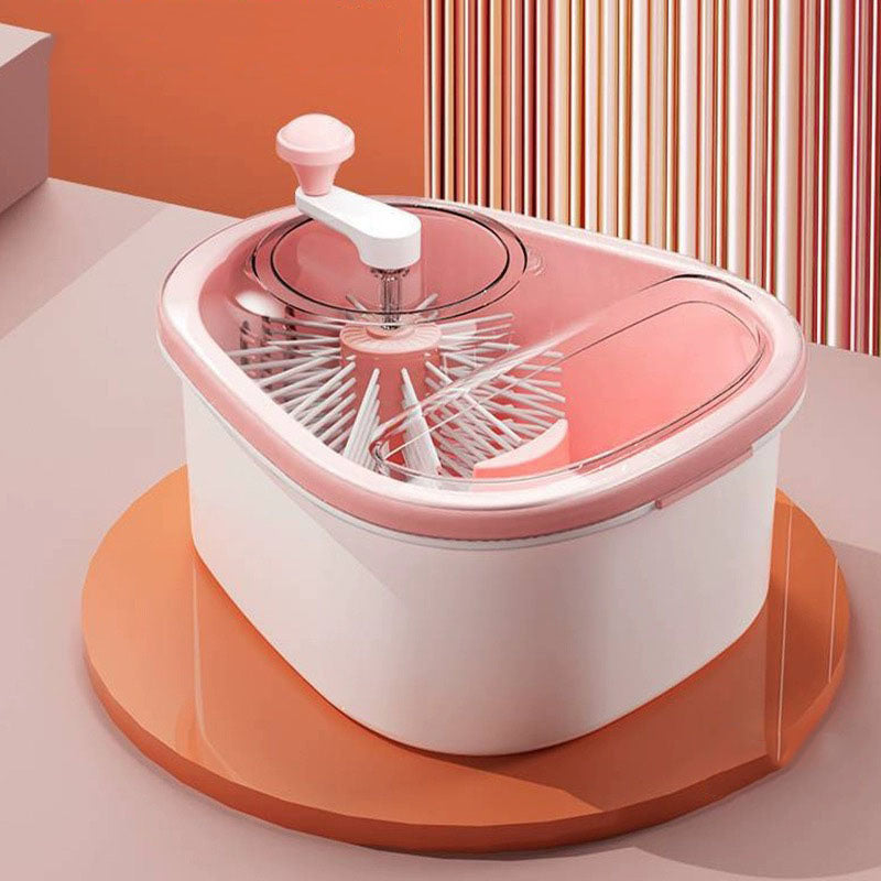 No-Touch Fruit Washing Basin – Multifunctional Draining Basket for Pesticide & Stain Removal (Pink/Blue)