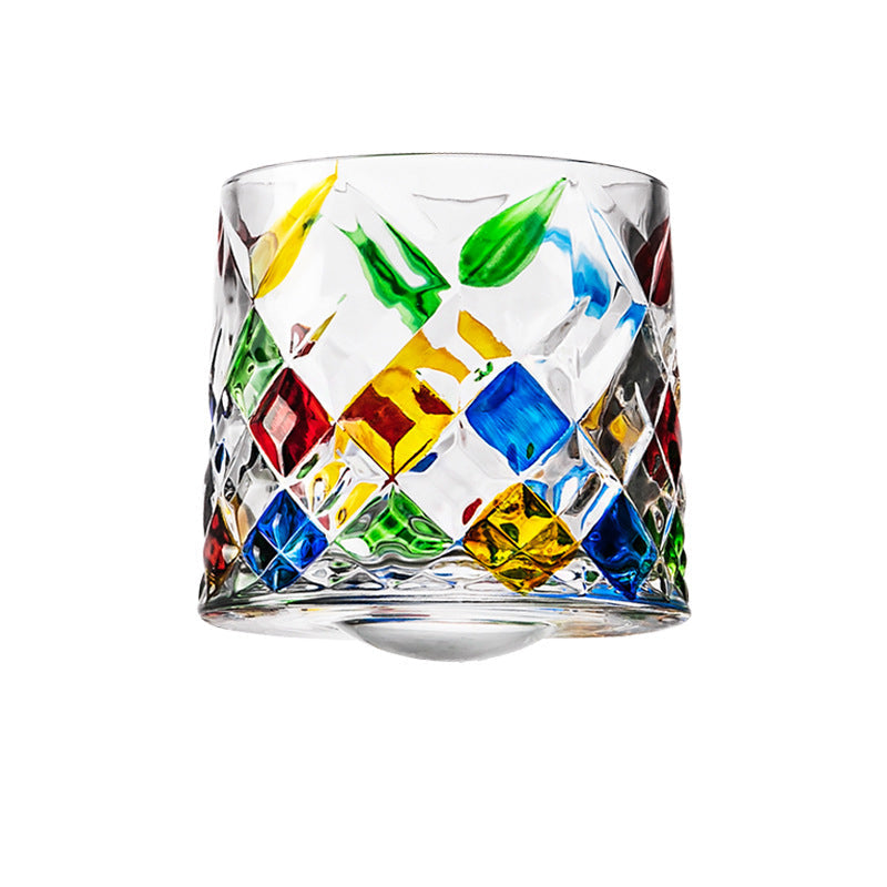 Hand-Drawn Rotating Glass Cups – Multi-Purpose Nordic Style Whiskey Glasses (270ml)