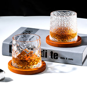 Hand-Drawn Rotating Glass Cups – Multi-Purpose Nordic Style Whiskey Glasses (270ml)