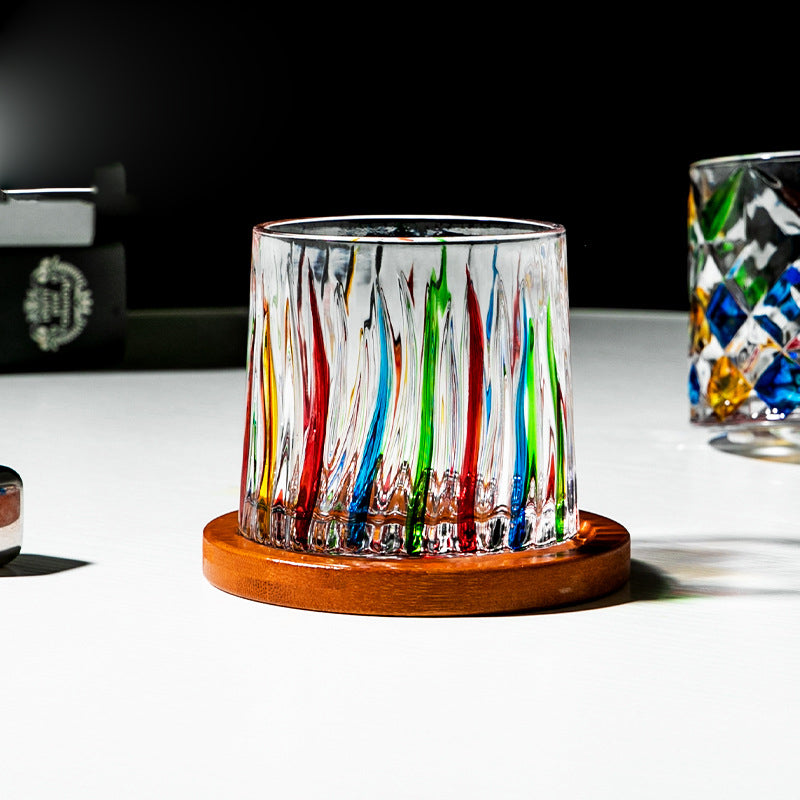 Hand-Drawn Rotating Glass Cups – Multi-Purpose Nordic Style Whiskey Glasses (270ml)