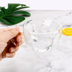 Heart-Shaped Double Layer Glass Mug – 180ml / 240ml Heat-Resistant Cup for Coffee, Tea, Juice & More